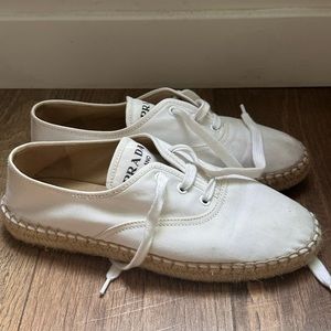 Prada white canvas leather espadrilles 38 sneakers